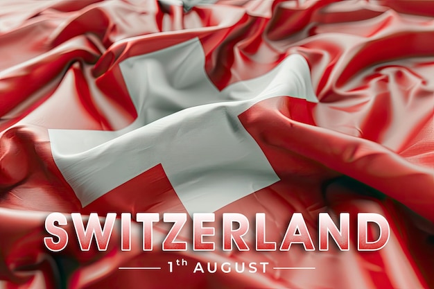 PSD swiss independence day poster with flag