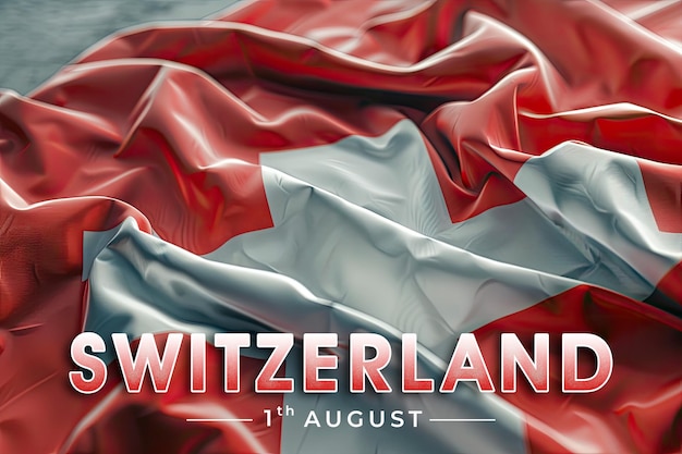 PSD swiss independence day poster with flag