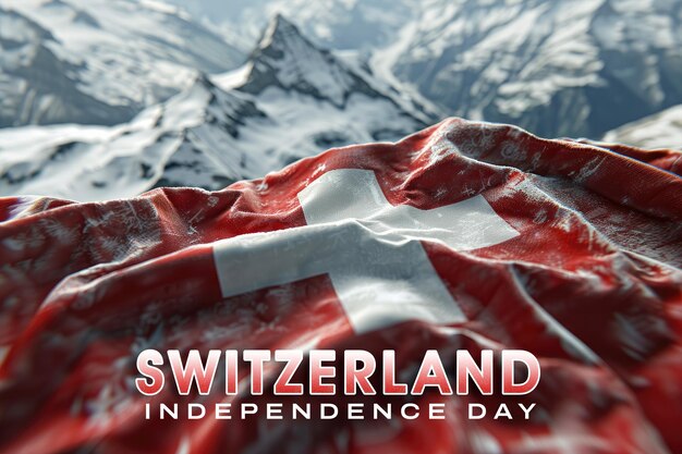 PSD swiss independence day poster with flag