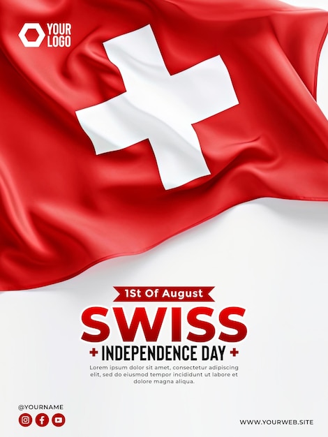 PSD swiss independence day with a flag background