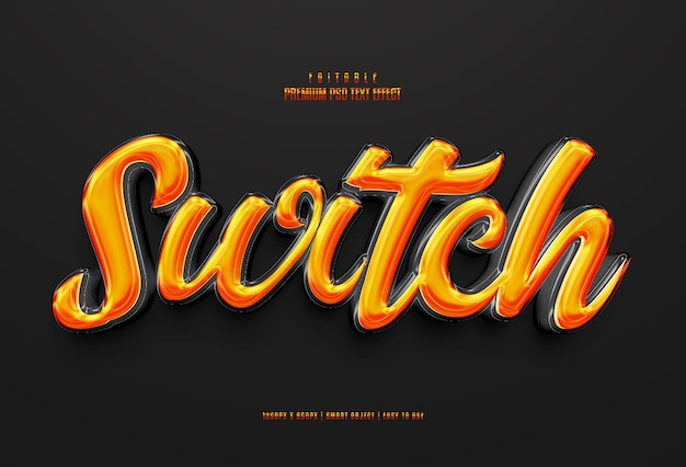 Switch 3d editable premium psd text effect