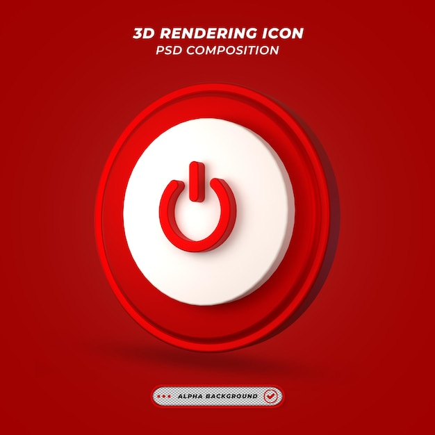 Switch On Off Icon in 3D Rendering