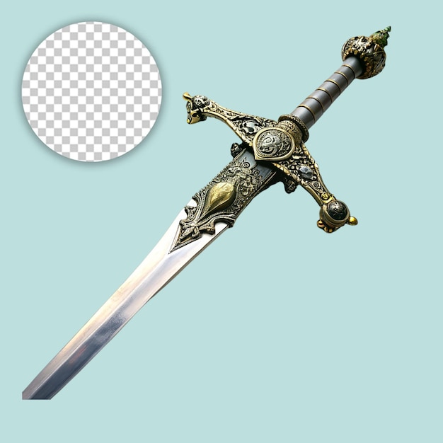 PSD a sword that is sitting on top of a transparent background