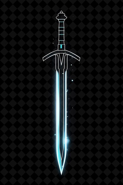 PSD a sword with a blue light on a black background