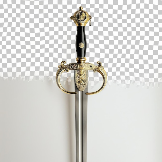 PSD a sword with a gold handle and a gold crown on it