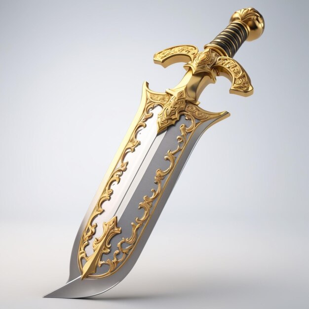 PSD a sword with a red handle and gold crown