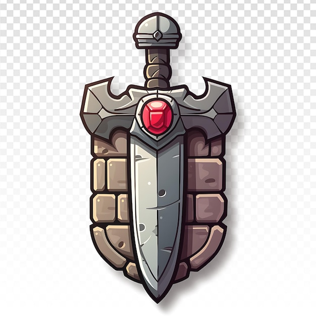 a sword with a red stone on it and a red stone on the front