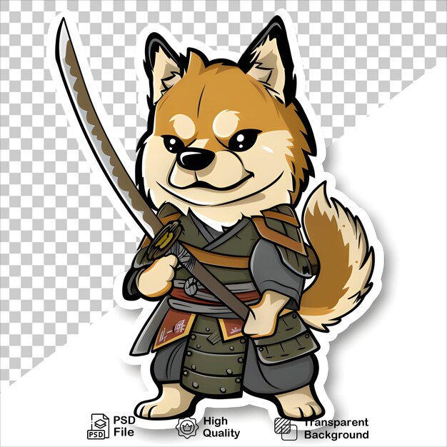 PSD swordwielding cartoon dog isolated transparent png