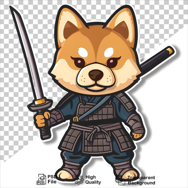 PSD swordwielding cartoon dog isolated transparent png