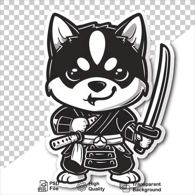 PSD swordwielding cartoon dog isolated transparent png