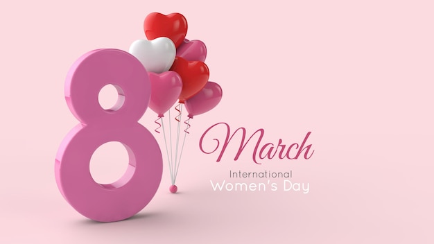 Symbol of International Women's Day in 3d rendering