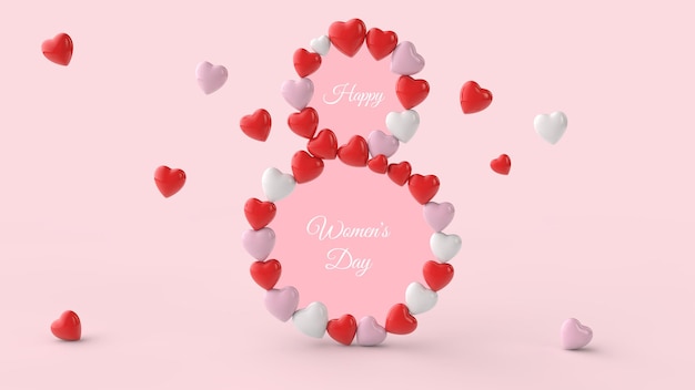 Symbol of International Women's Day in 3d rendering