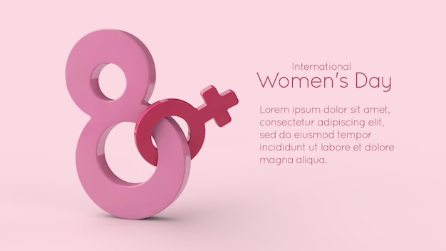 Symbol of International Women's Day in 3d rendering