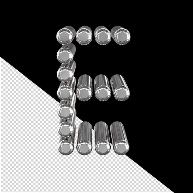 Symbol made of 3d cylinders letter e