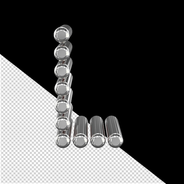 Symbol made of 3d cylinders letter l