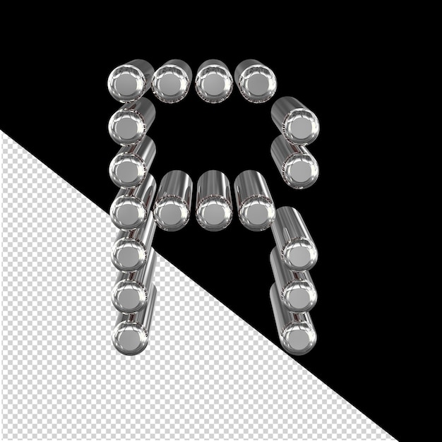 Symbol made of 3d cylinders letter r