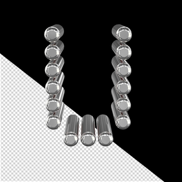 Symbol made of 3d cylinders letter u