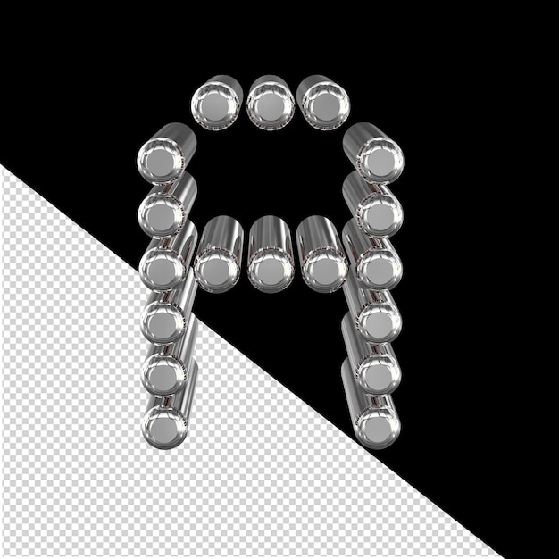 Symbol made of 3d cylinders letter a