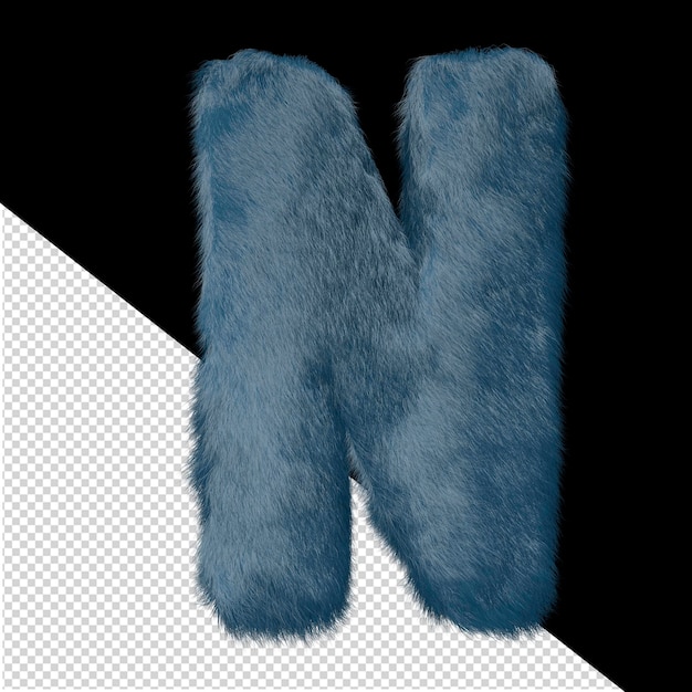 Symbol made of blue fur letter n