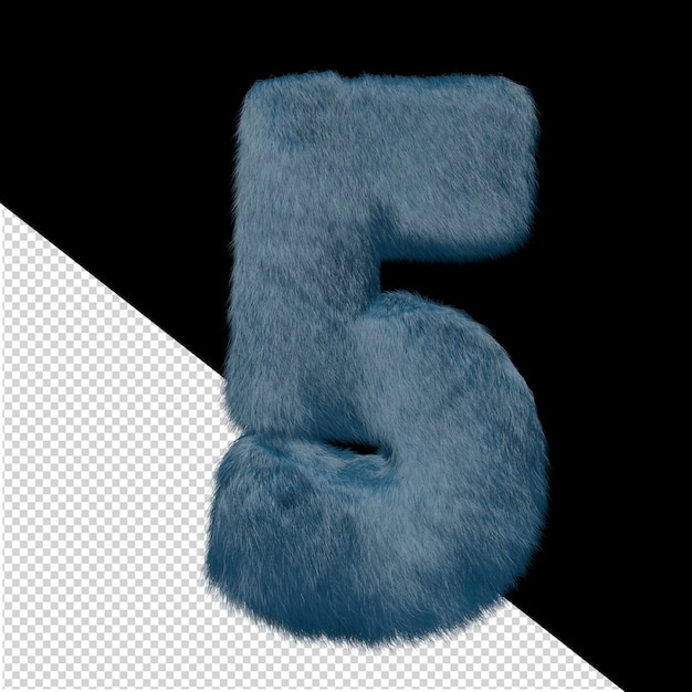 Symbol made of blue fur number 5