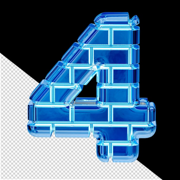 PSD symbol made of blue ice bricks number 4