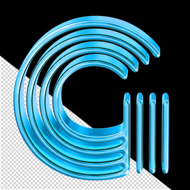 Symbol made of blue plates letter g