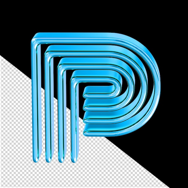 Symbol made of blue plates letter p