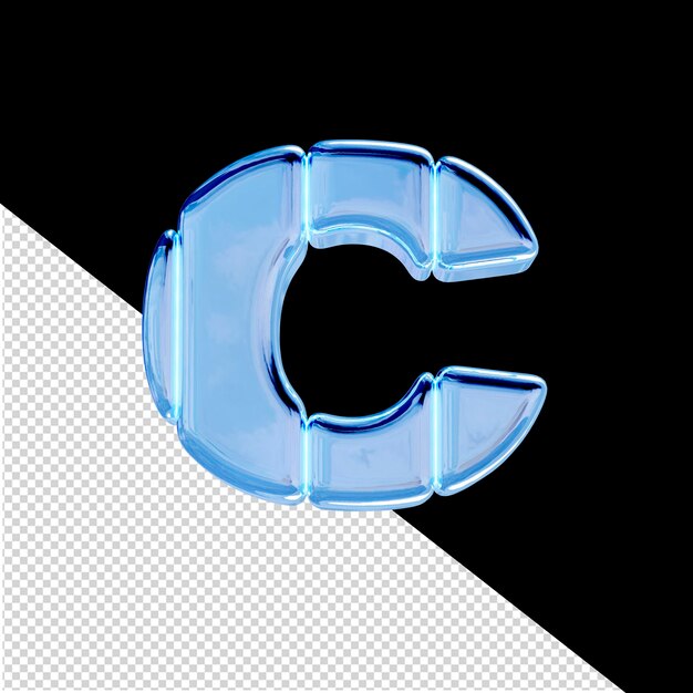 PSD symbol made of blue vertical blocks letter c