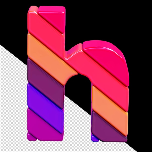 Symbol made of colored diagonal blocks letter h