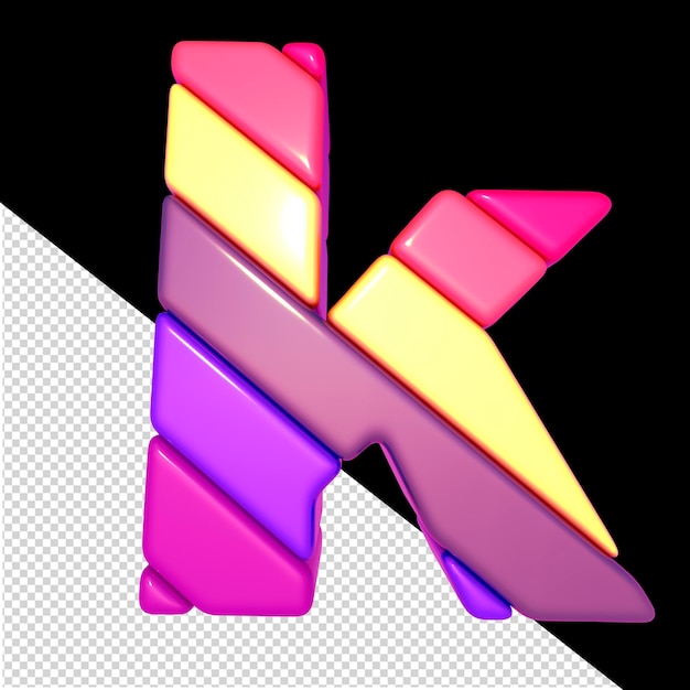 Symbol made of colored diagonal blocks letter k