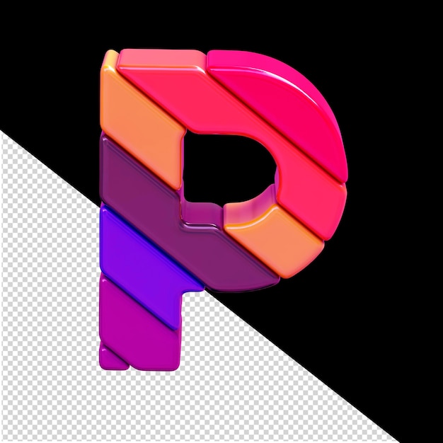 Symbol made of colored diagonal blocks letter p