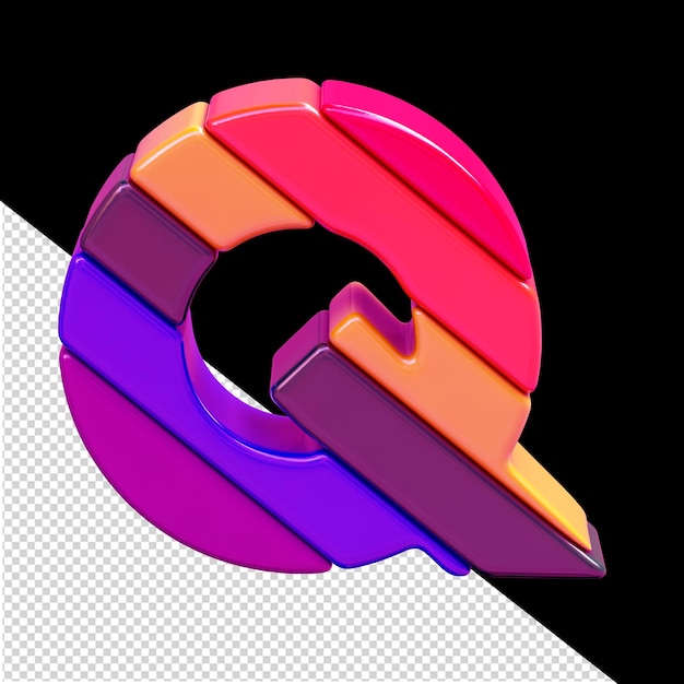 Symbol made of colored diagonal blocks letter q