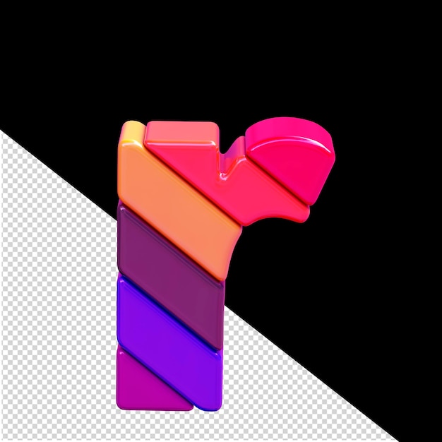 Symbol made of colored diagonal blocks letter r