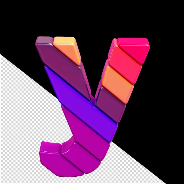 Symbol made of colored diagonal blocks letter y