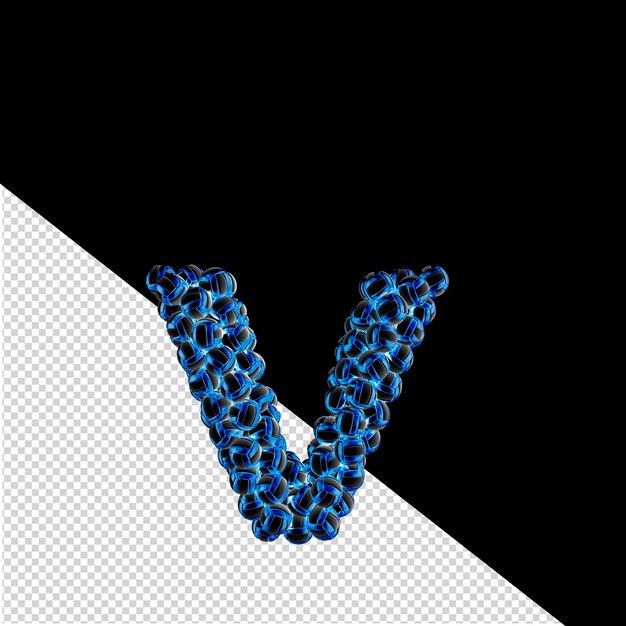 PSD symbol made of dark blue volleyballs letter v