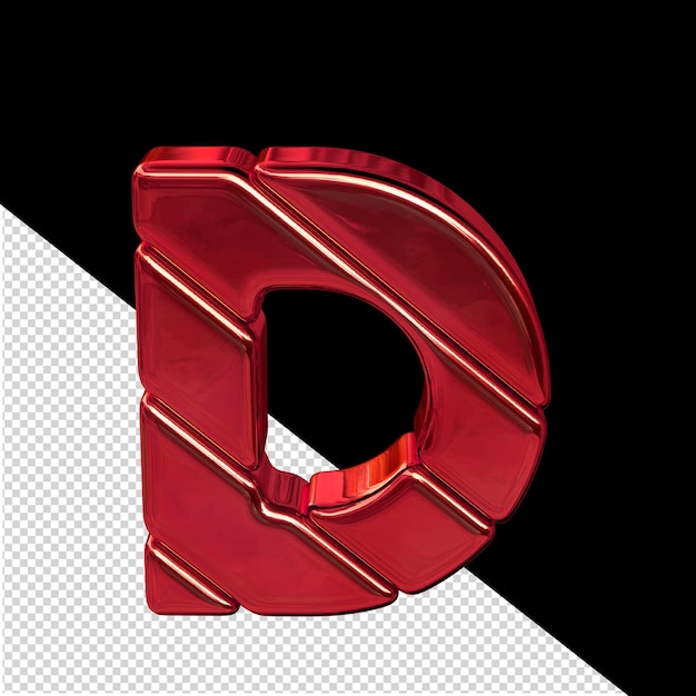 Symbol made of diagonal red 3d blocks letter d