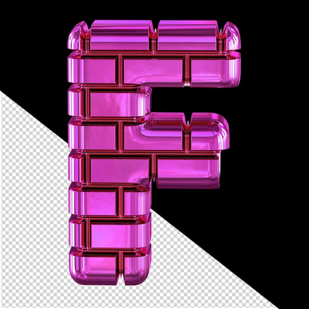 Symbol made from purple bricks letter f