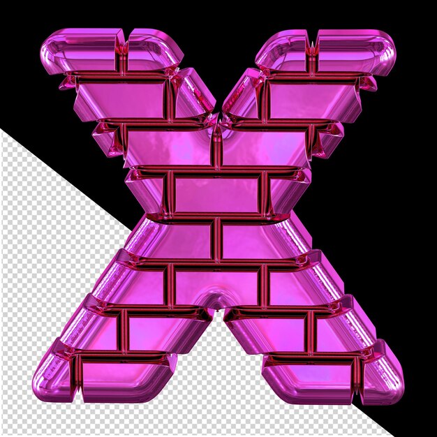 Symbol made from purple bricks letter x