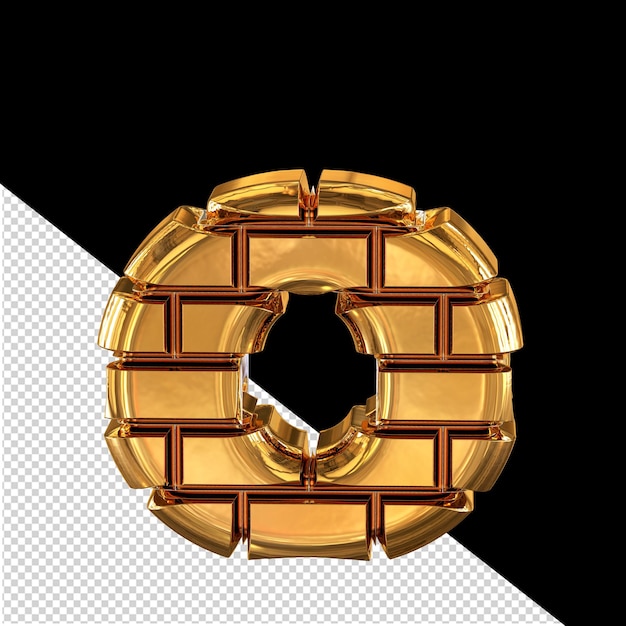 The symbol made of gold bricks 3d letter o