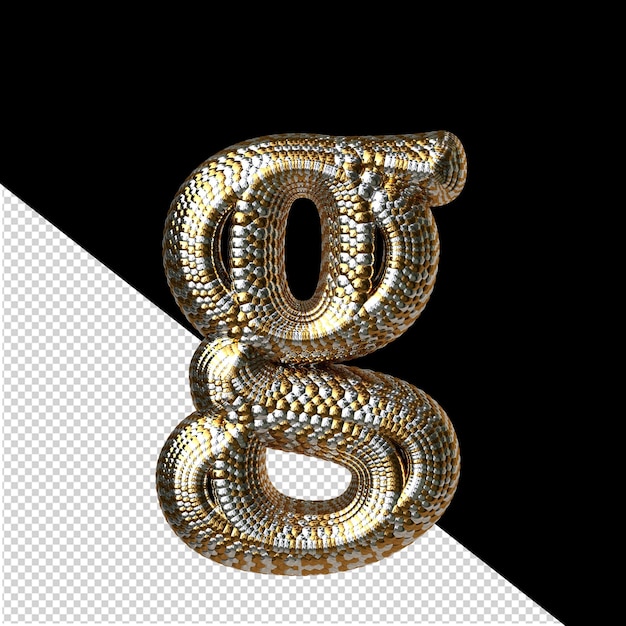 Symbol made of gold and silver like the scales of a snake letter g