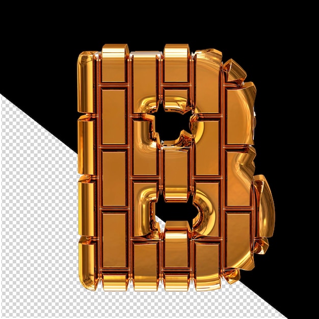 Symbol made of gold vertical bricks letter b