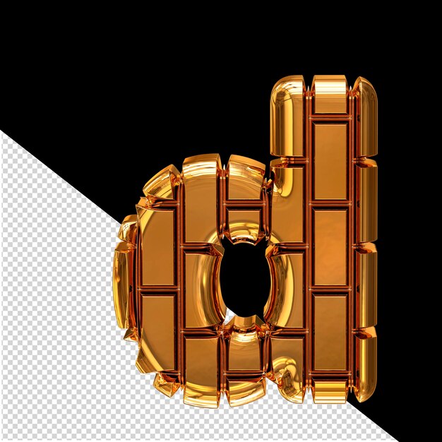 Symbol made of gold vertical bricks letter d