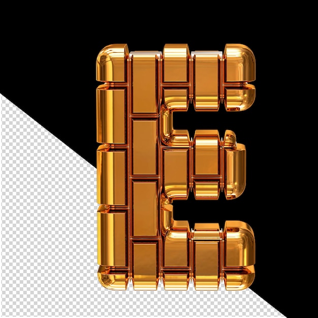 Symbol made of gold vertical bricks letter e