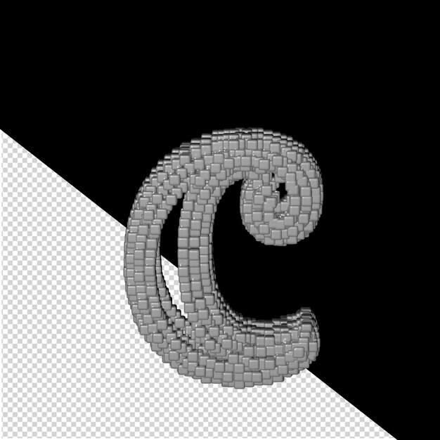 PSD symbol made of gray 3d cubes. letter c