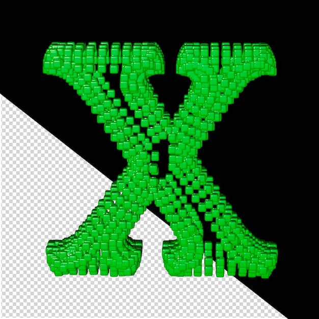 PSD symbol made of green 3d cubes letter x