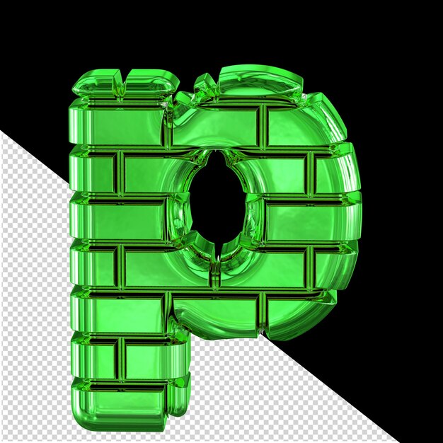 Symbol made of green bricks letter p