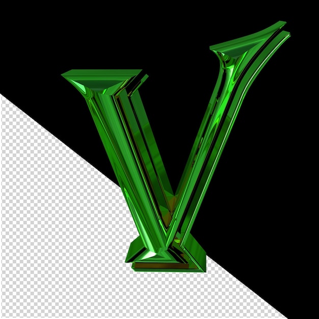 Symbol made of green letter v