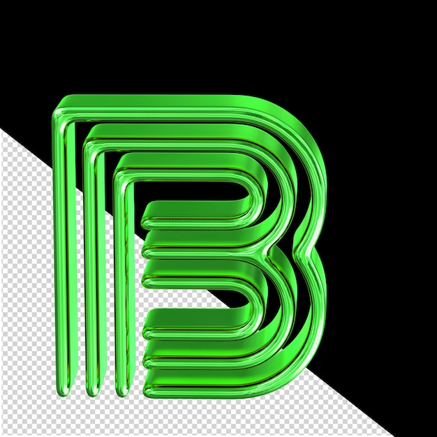 Symbol made of green plates letter b