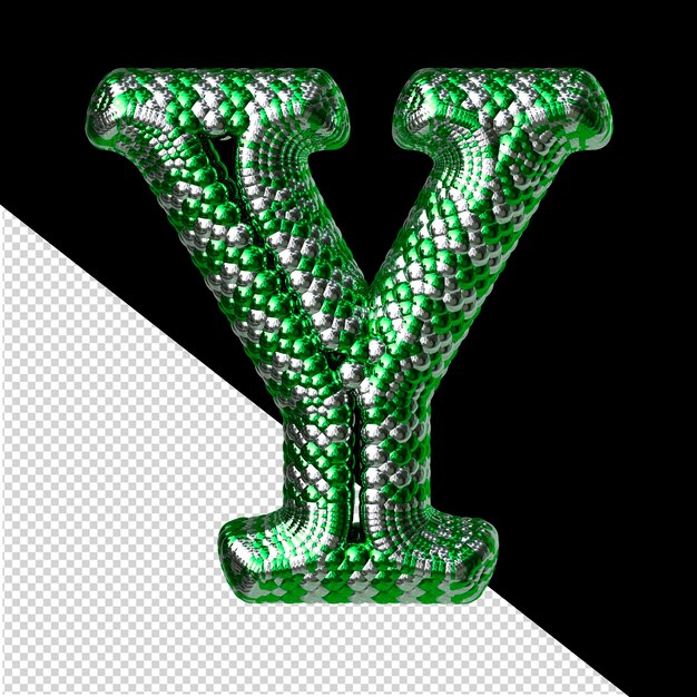 Symbol made of green and silver like the scales of a snake letter y