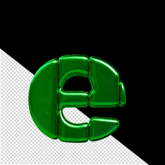 Symbol made of green vertical blocks letter e